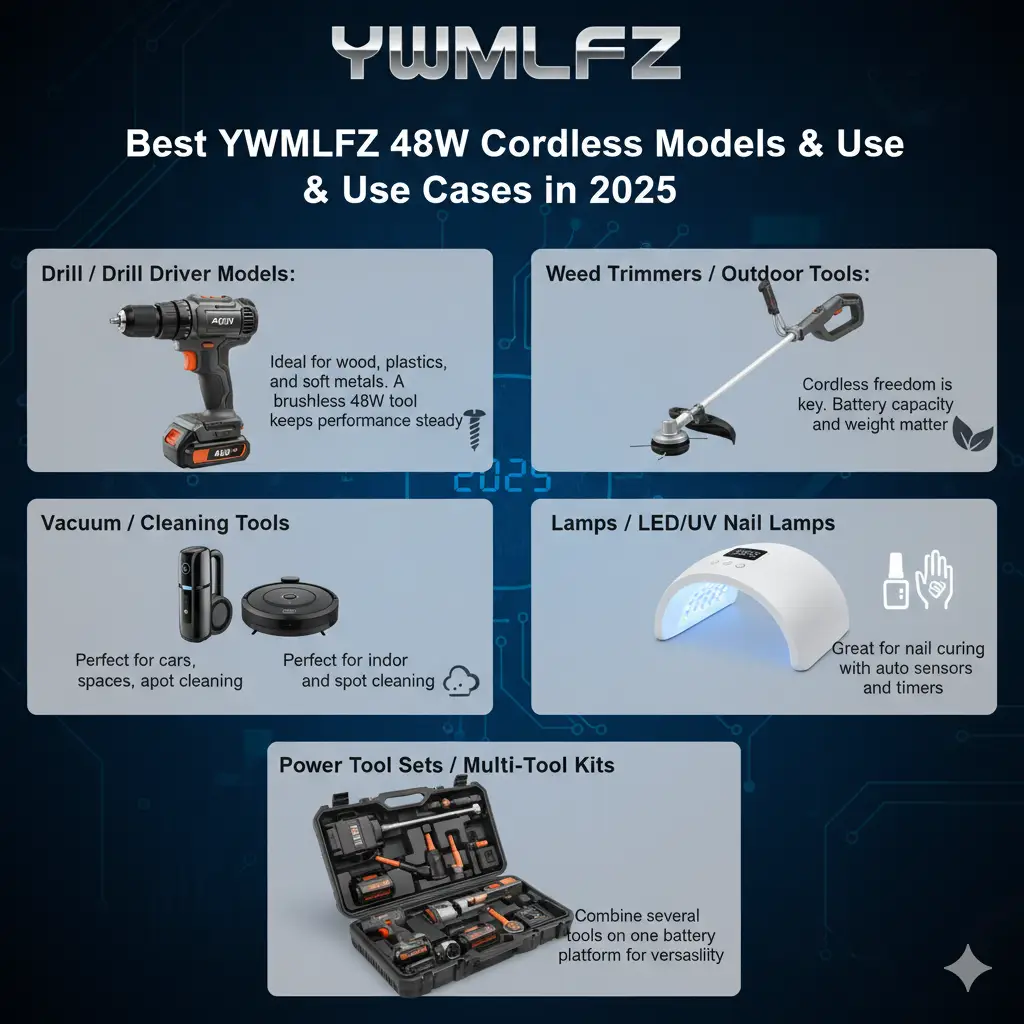 Looking for the best YWMLFZ 48W cordless models in 2025? Discover top drill drivers, weed trimmers, vacuums, nail lamps, and power tool sets perfect for every task. Explore ideal use cases and features!