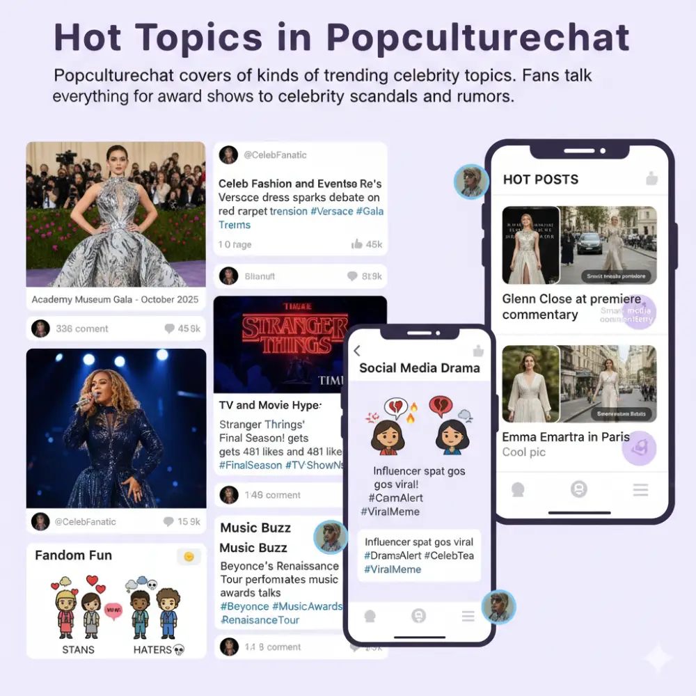 Discover the hottest celebrity fashion, TV and movie hype, music buzz, and social media drama in Popculturechat. Stay updated on trending events, scandals, and fan debates.